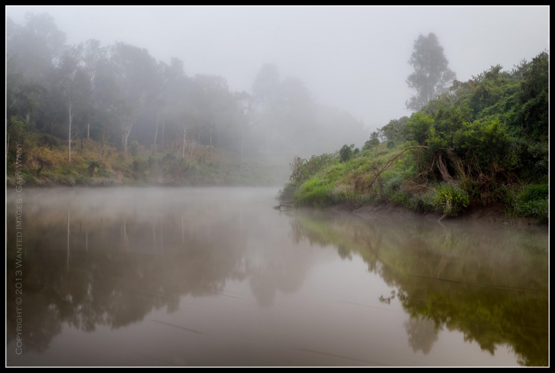 The fog starts to lift from the Bremer River
